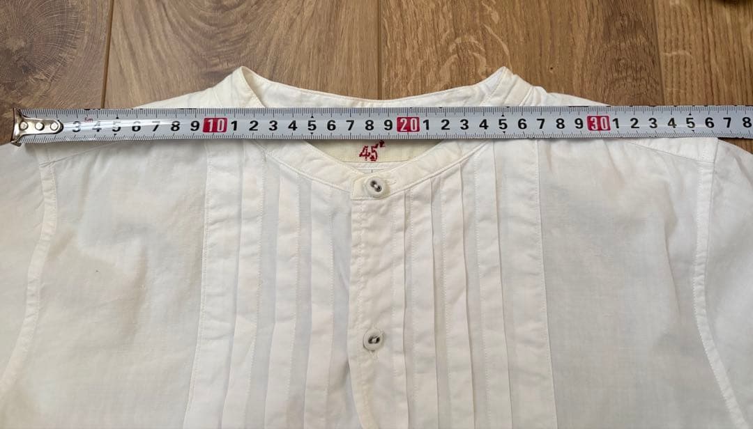 45R　45RPM　ピンタック　スタンドカラーシャツ　コットンシャツ