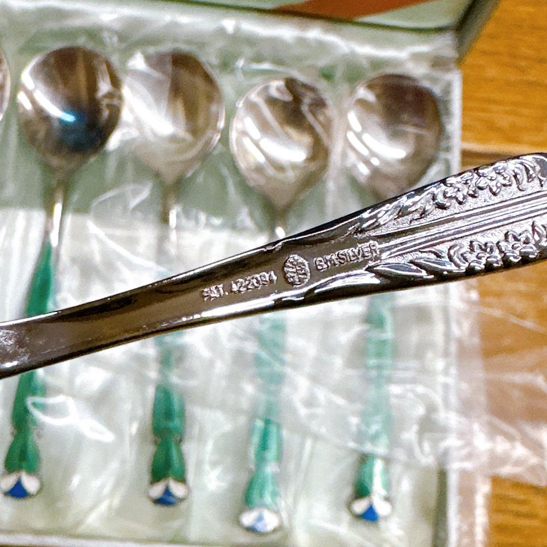 箱　ビニール付き　芝翫香　スプーン　SMsilver刻印　6本セット　希少