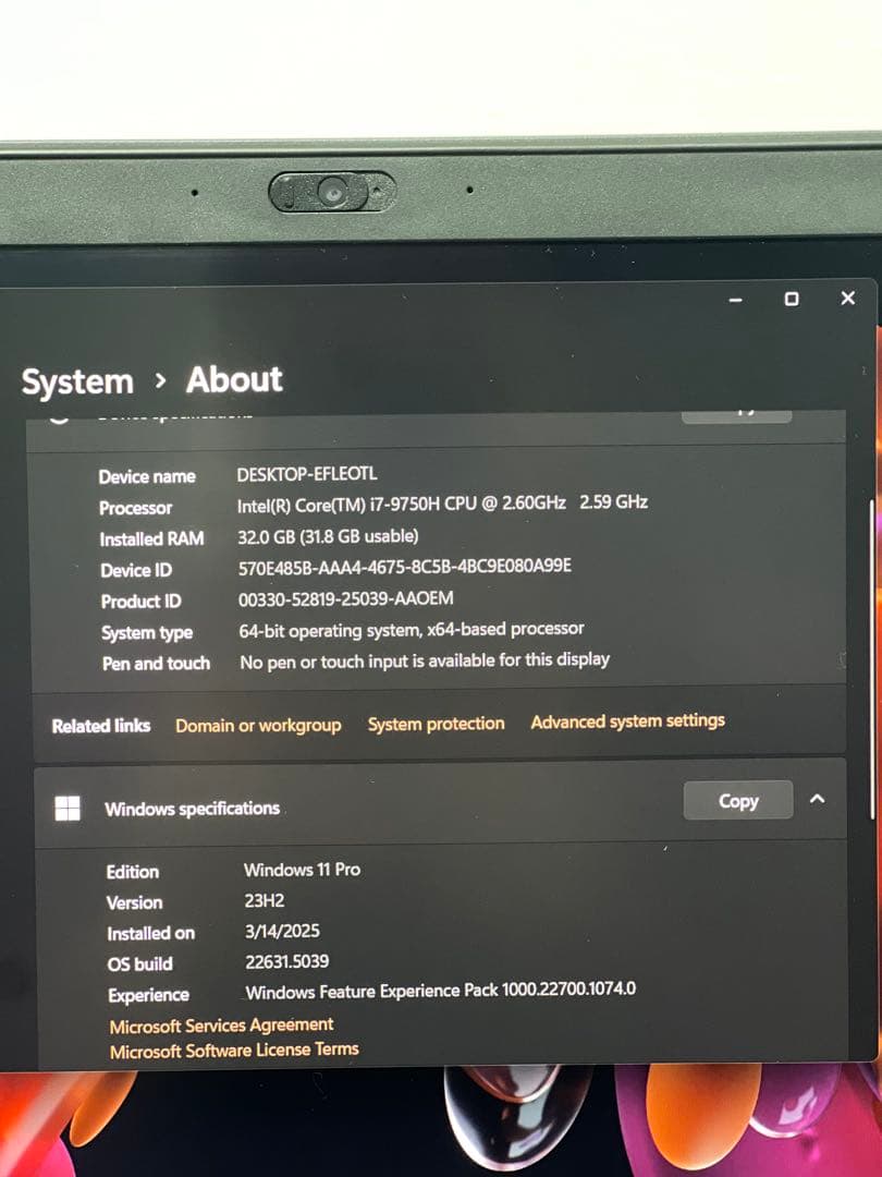 Windowsノート本体 Dell Precision 7540 I7/32GB/512G/RTX3000