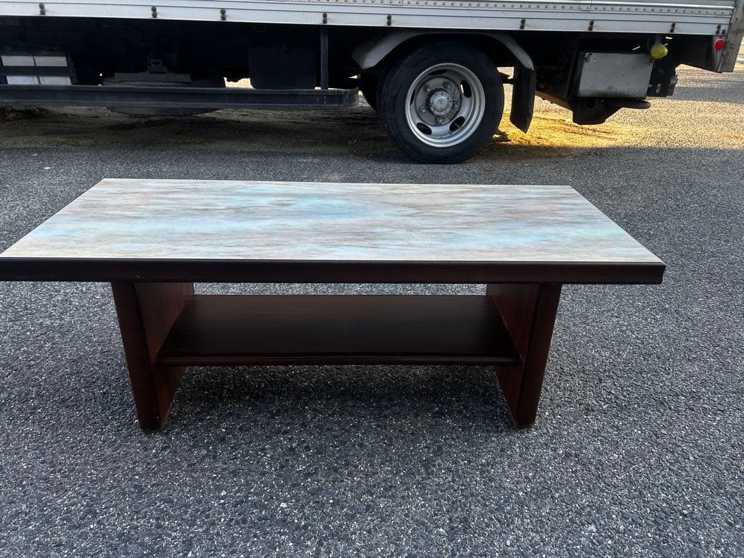 カリモク木製大理石調センターテーブル