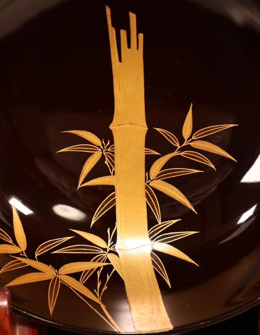 BK414　時代輪島塗　竹鶏図金蒔絵　吸物鶏　二客　木製　茶道具 懐石 会席