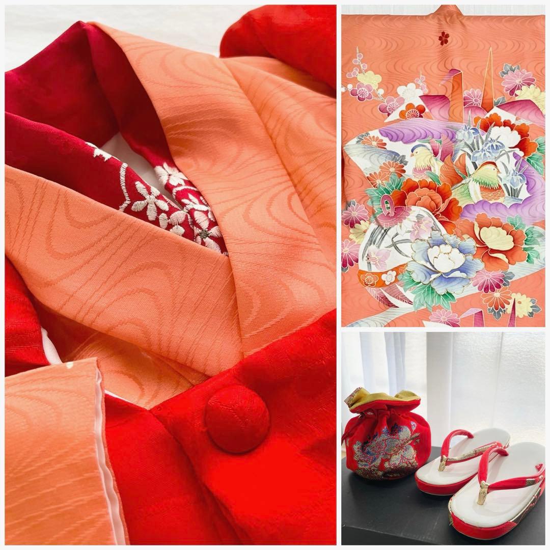 セミアンティーク　七五三　女児　三歳　正絹　振袖　被布セット