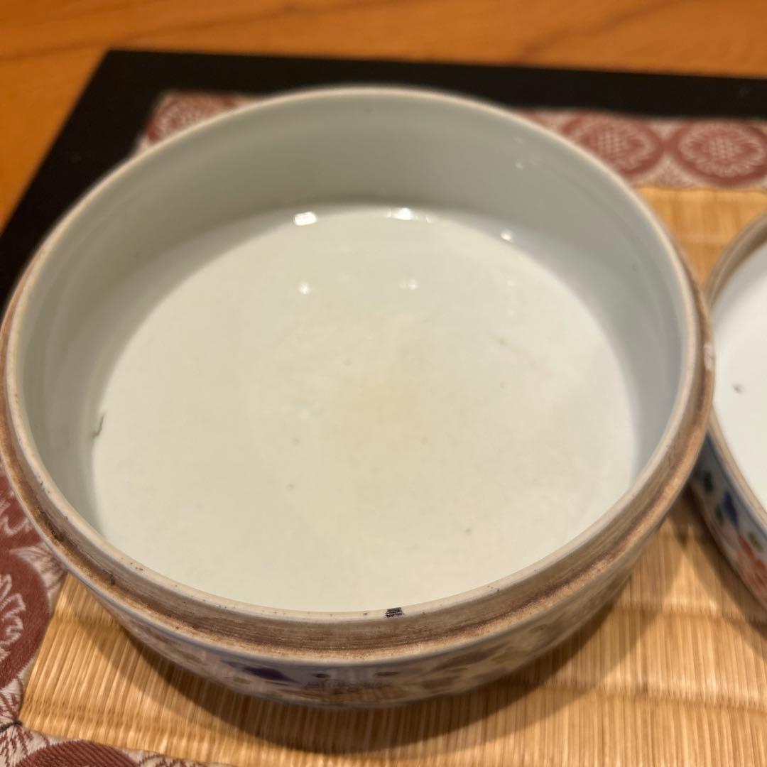 万暦赤絵　龍と鳳凰の蓋物　縁起良