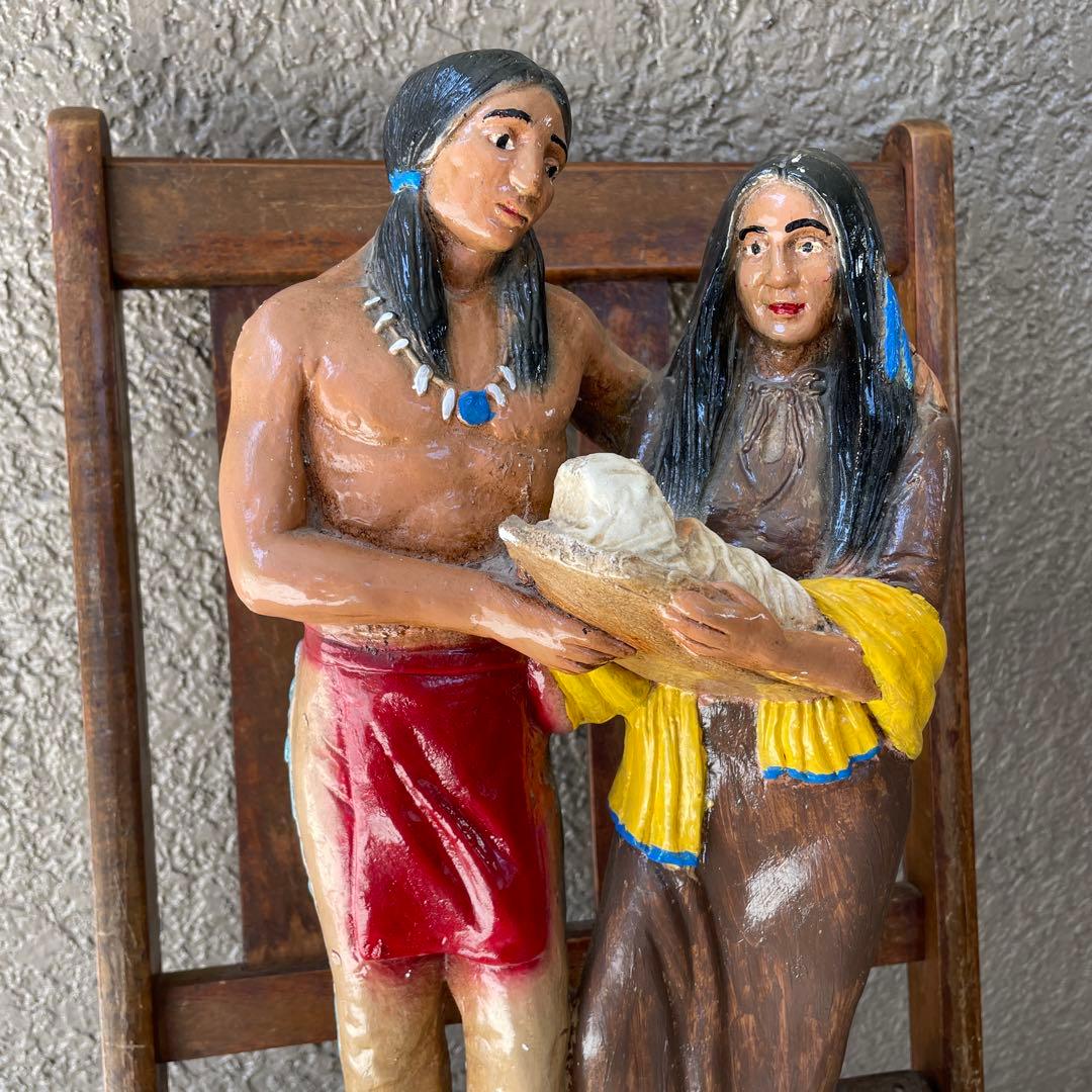 60's〜70's BIG ネイティブアメリカン　インディアン親子の置物アリゾナ