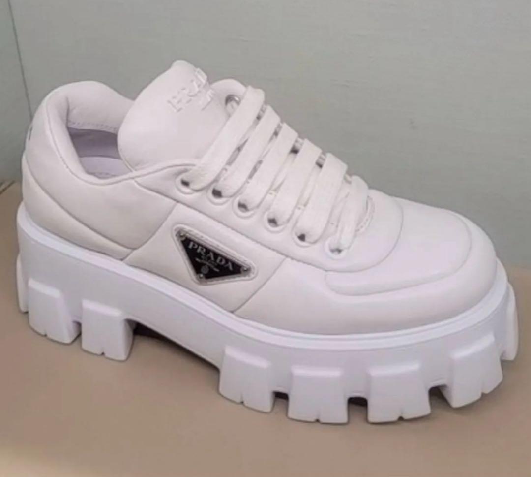 PRADA ローファー　厚底スニーカー　ホワイト　23cm