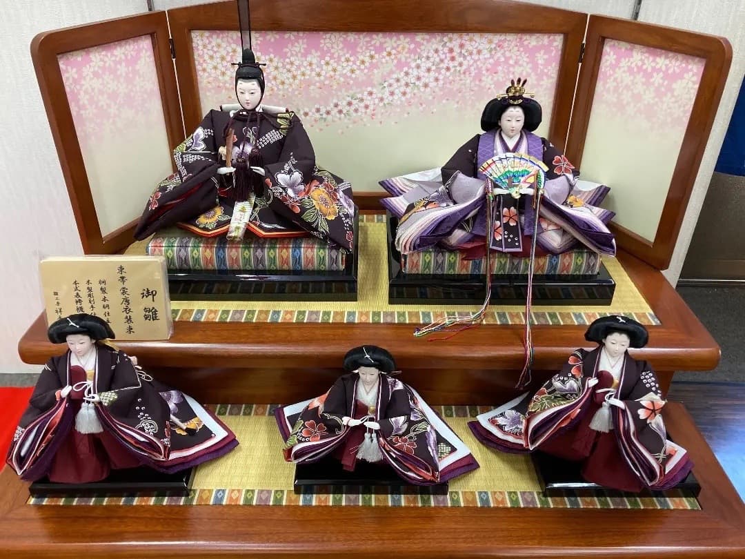 C8 訳あり特価！　台屏風のみ　高級木製三段　巾90㎝位　ひな人形段