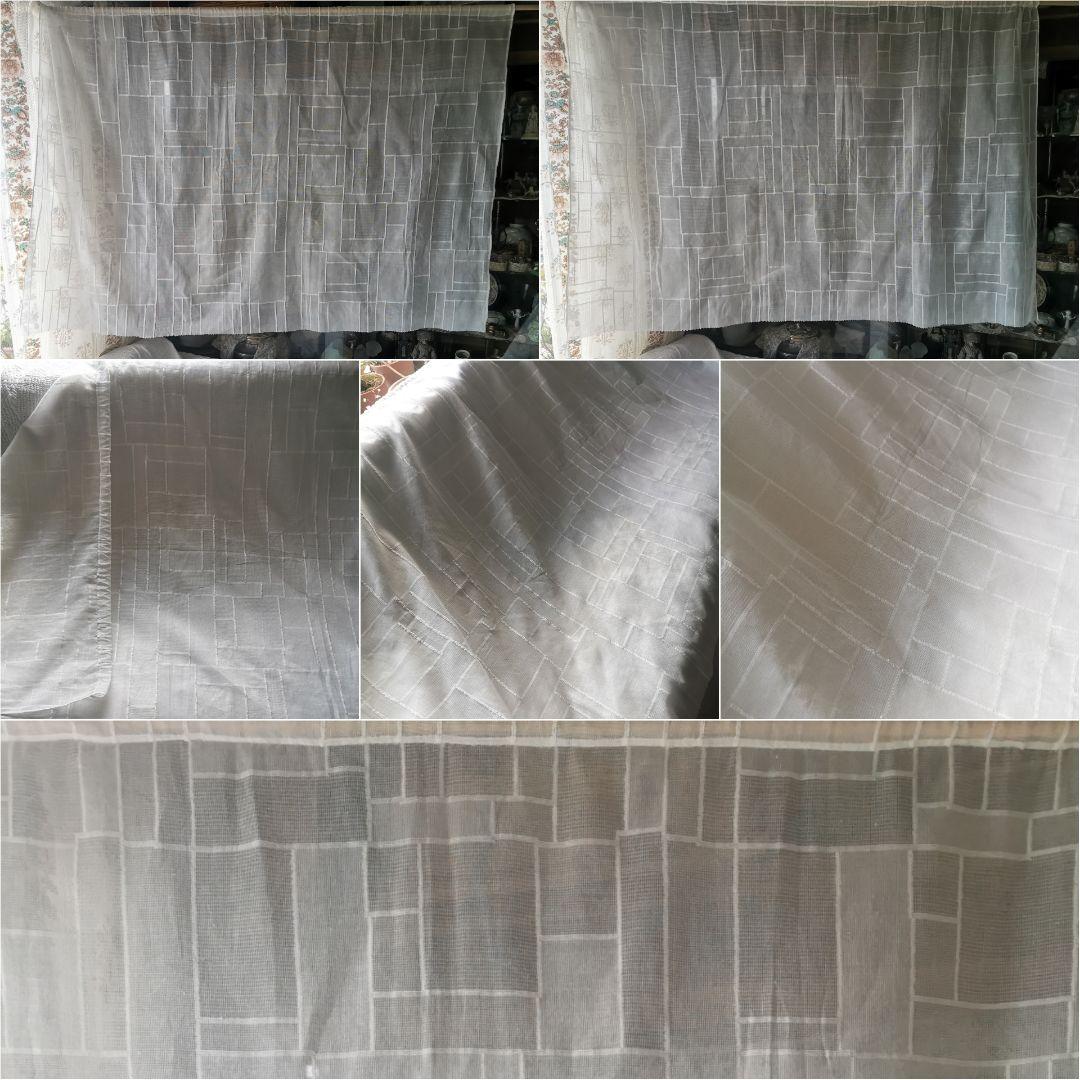 アンティーク ノッティンガムマドラスレース カーテンパネル 四角❐長方形モチーフ