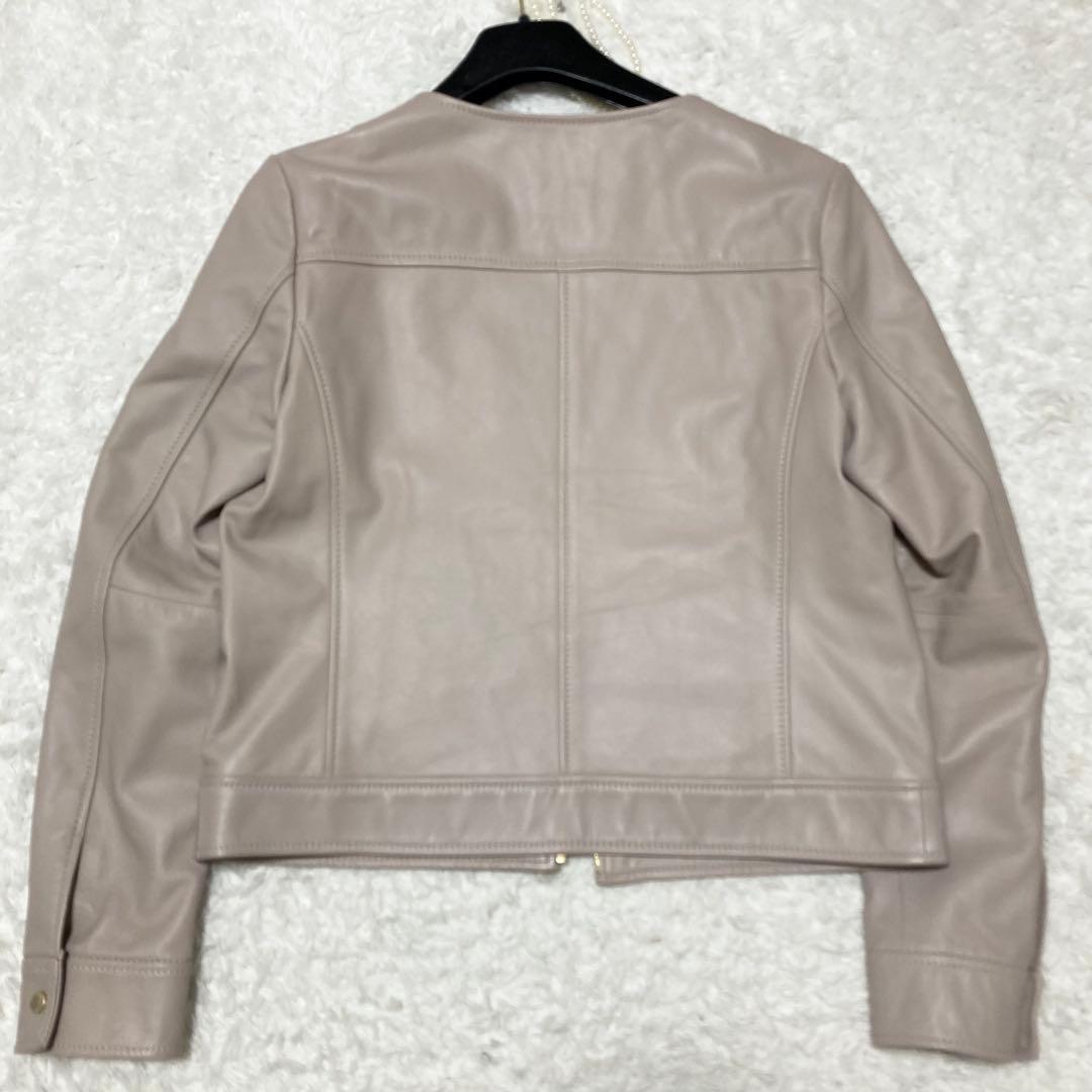 美品♡大きいサイズ クミキョク レザージャケット ノーカラー 羊革 L相当