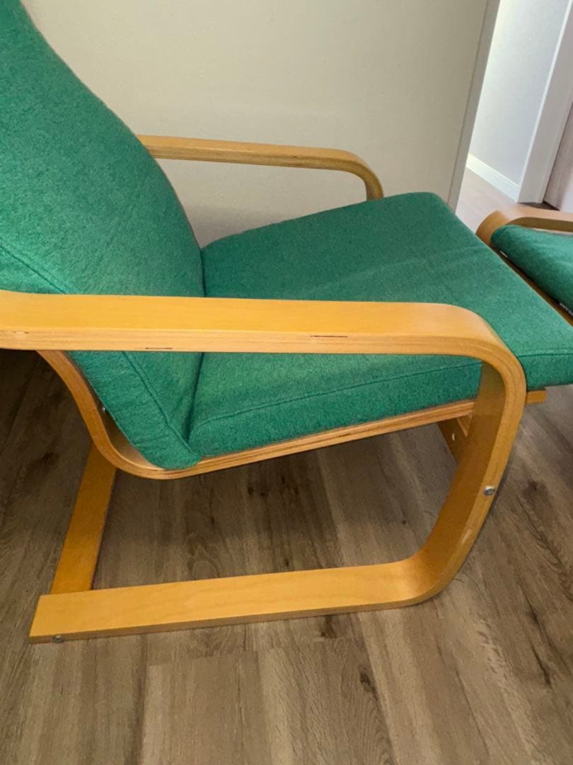 イケア ポエング アームチェア パーソナルチェア＆オットマン　グリーン