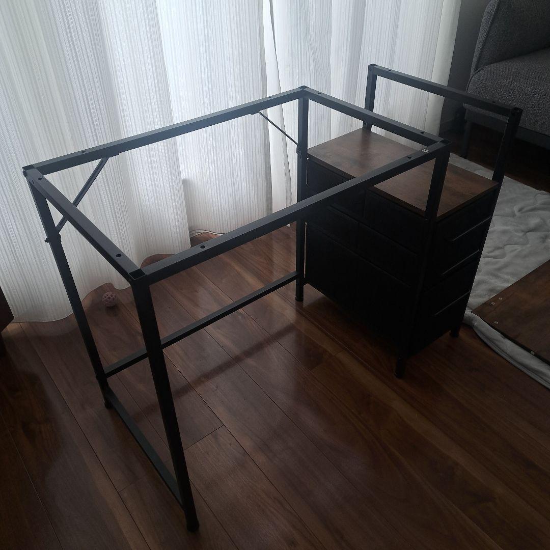 ​【左右付替可】ヴィンテージ風 ワークデスク 配線スリット付き アイアンフレーム