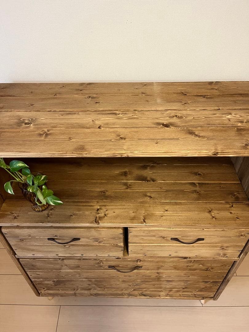 ウッドチェスト　収納棚　キャビネット　キッチンラック　食器棚　本棚