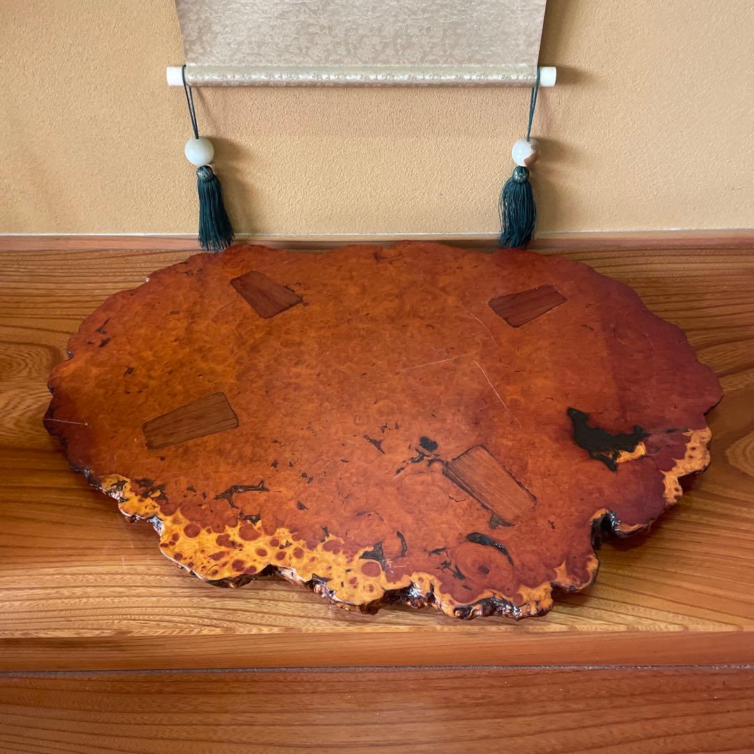 天然時代木 花梨 瘤 玉杢 花台 香台 盆栽台 輪切り 一枚板 無垢材 銘木