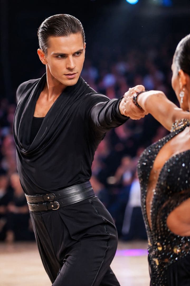 Chacott 社交ダンス競技用ラテントップス 黒 M ベルト付