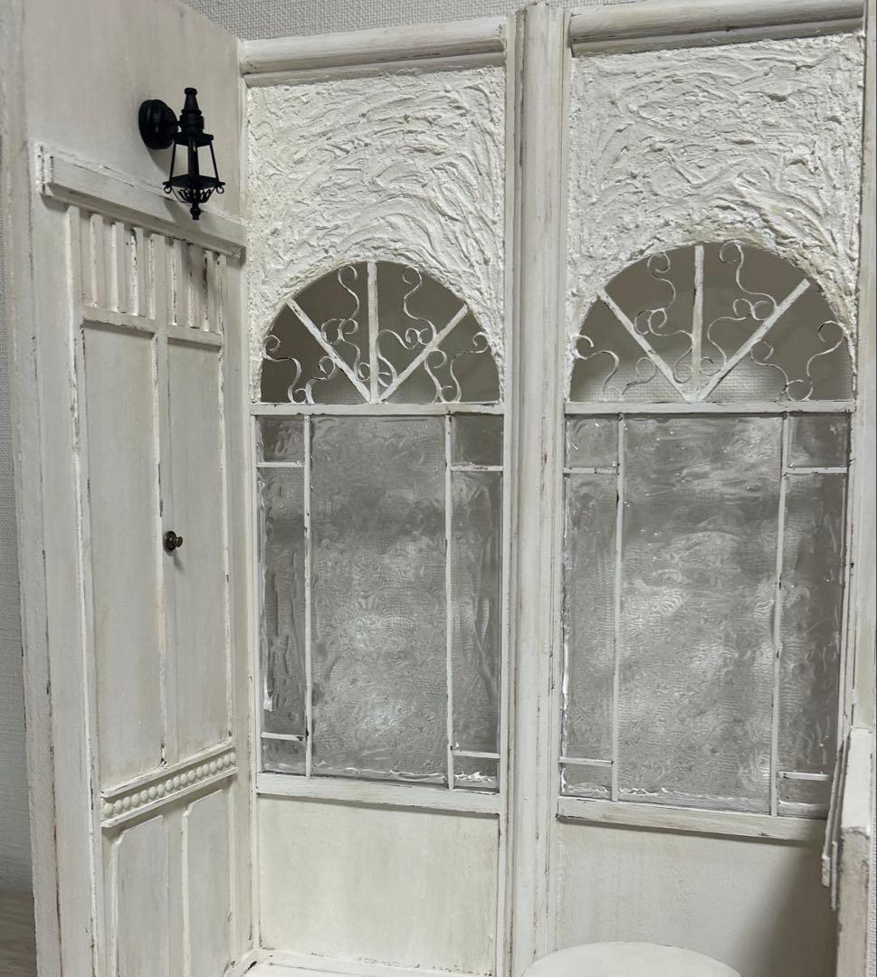 木製ドールハウス.背景ボード.ミニチュアハウス ハンドメイド