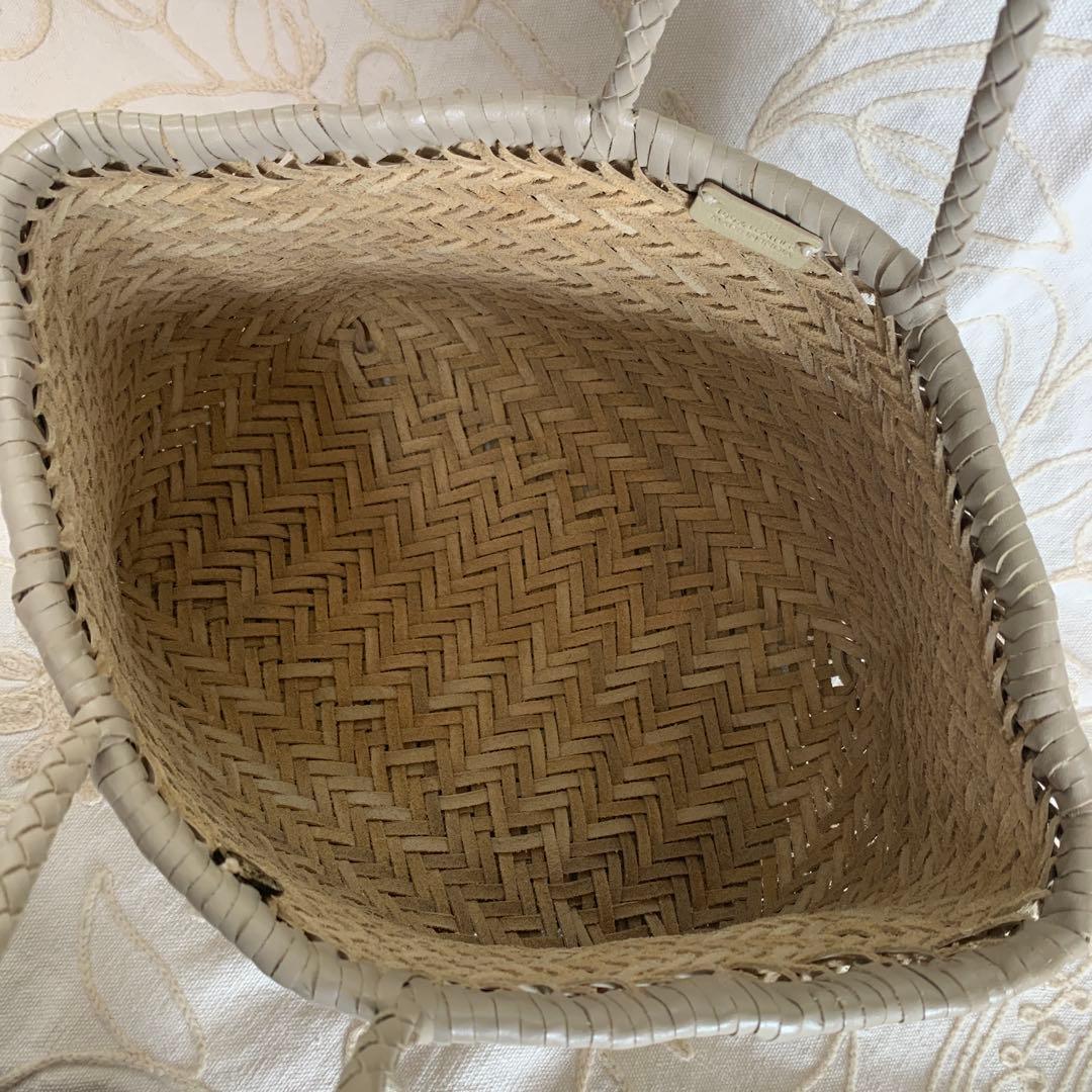 ぴのこ 未使用級ドラゴン 牛革 メッシュ トート バッグ ライトベージュ