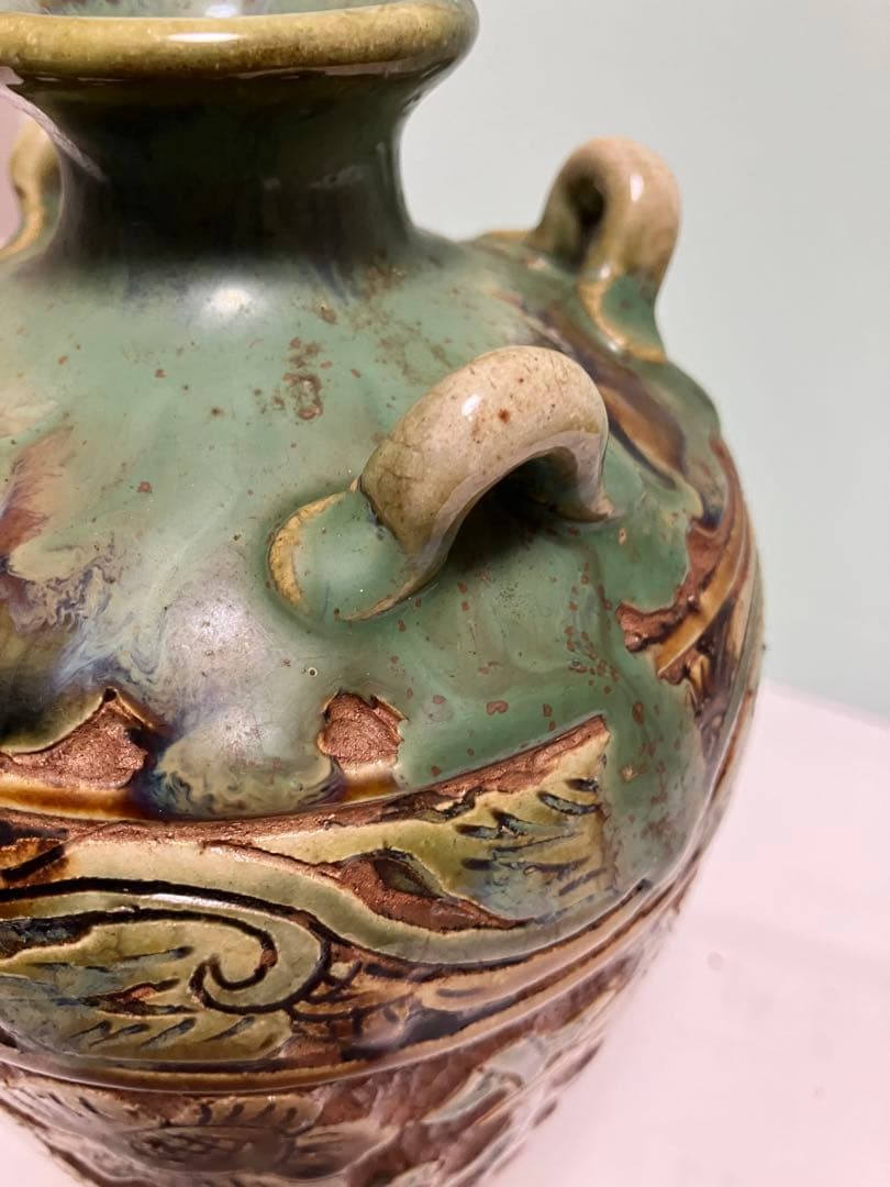 琉球　沖縄　壺屋焼【故】島袋常明作　エジプト紋壺　ヤチムン　やちむん　希少　レア