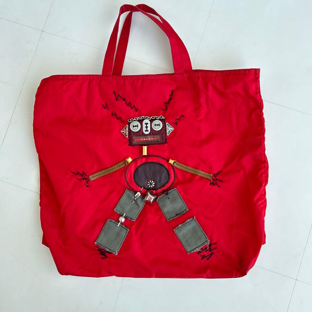 PRADA トートバッグ ナイロン ロボット 三角ロゴプレート エコバッグ訳あり