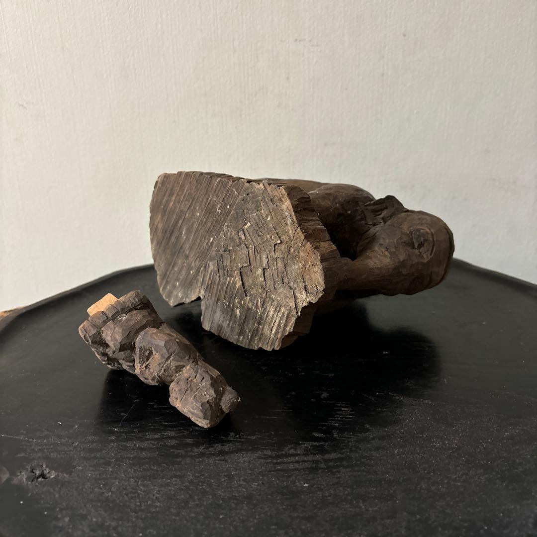 古い木彫　普賢菩薩　仏像　古美術　アンティーク　古道具　骨董　木造　李朝　中国