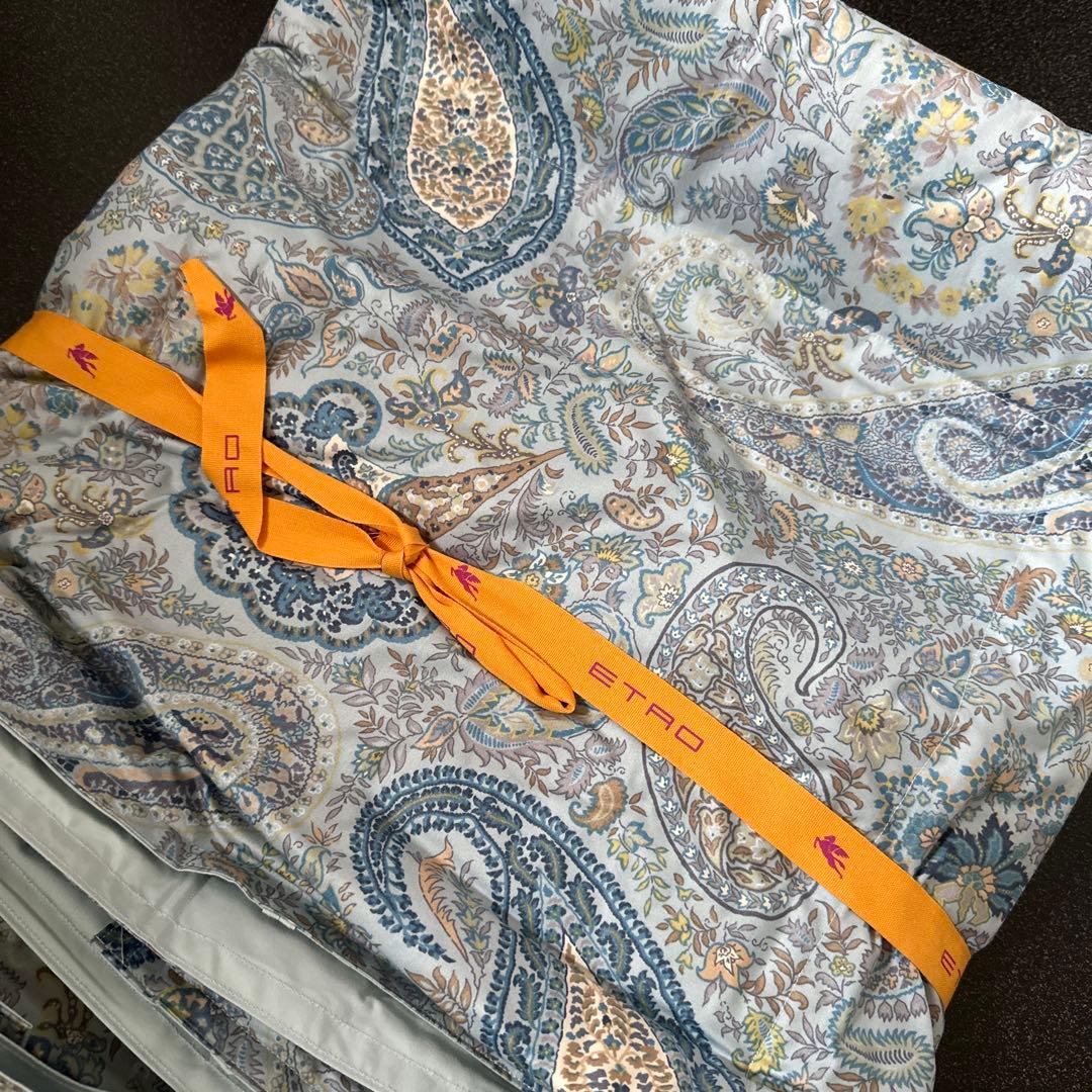 エトロ　ETRO 羽毛肌掛けふとん　羽毛布団　ブルー系 【未使用】