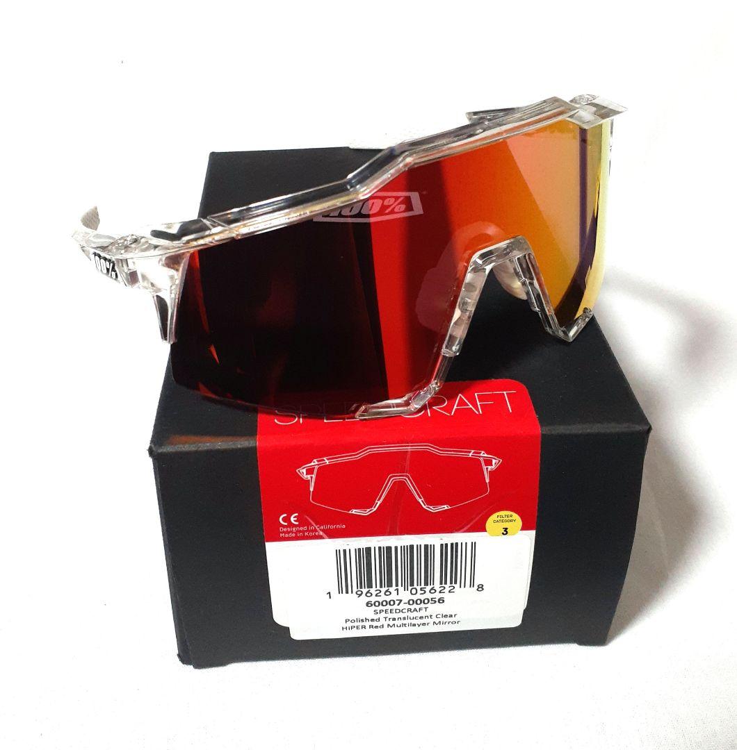 100% Speedcraft クリア レッド ワンハンドレッド サングラス