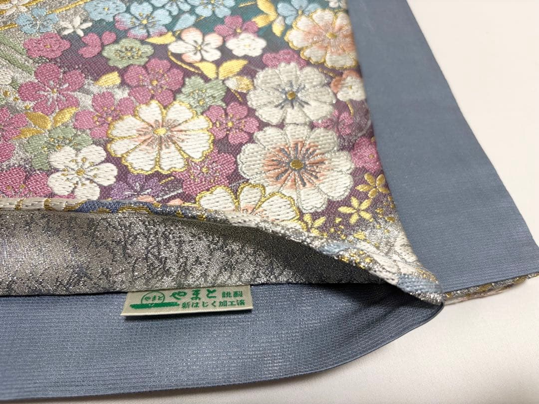Cやまと誂製 撫子 桜 花々尽くし 金銀糸 銀通し 正絹 六通 袋帯 フォーマル