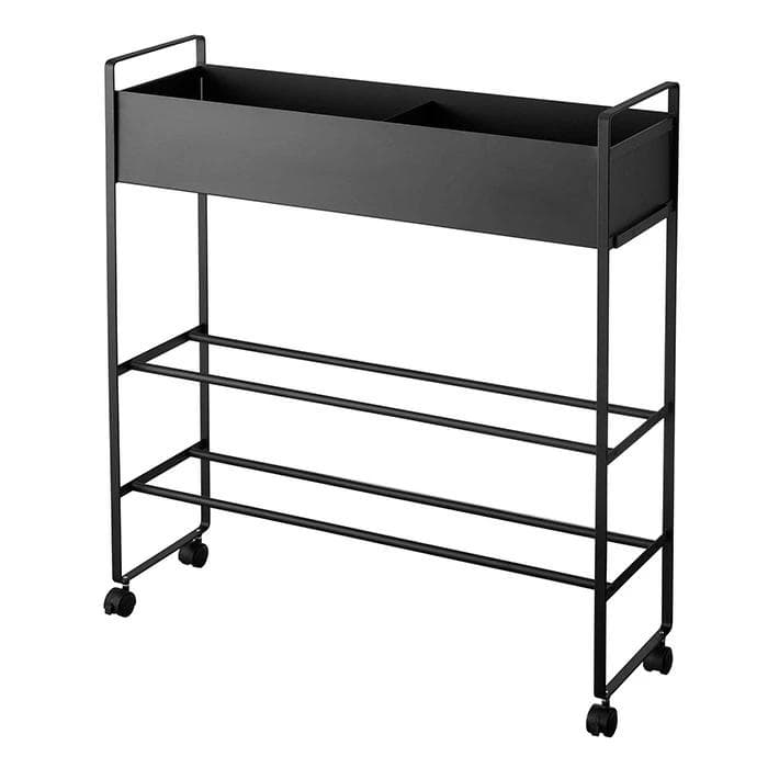 山崎実業 tower キャスター付き 玄関収納ラック タワー ブラック 黒 便利