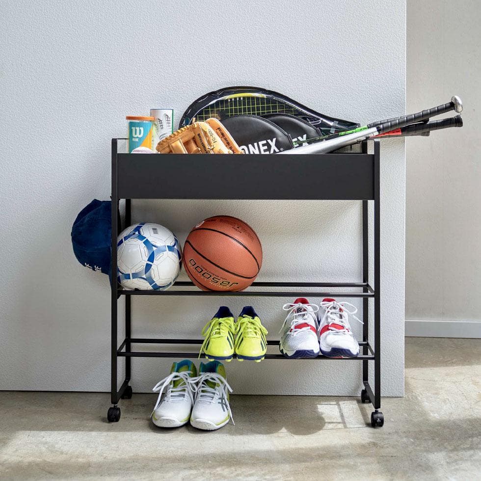 山崎実業 tower キャスター付き 玄関収納ラック タワー ブラック 黒 便利