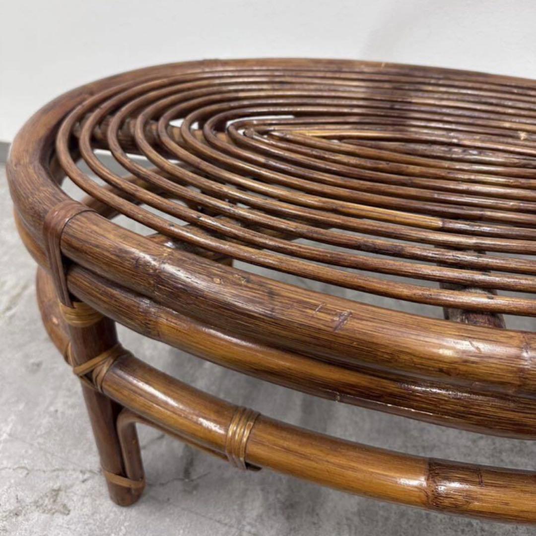 SNT540 ラタン サイドテーブル付きチェア レトロ ガラステーブル