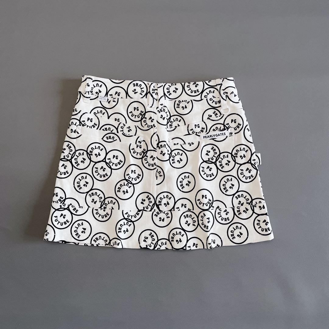 新品タグ付き未使用品 パーリーゲイツ スカート 0/S 総柄 ホワイト