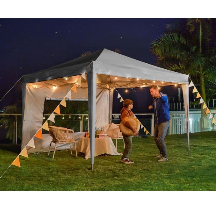 ワンタッチ タープテント 3段階調節 3m UVカット 耐水 スチール キャンプ