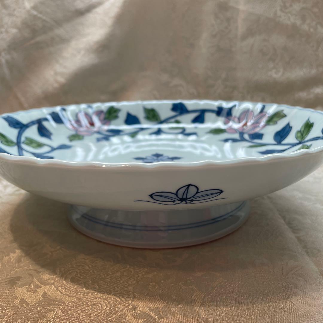 有田焼【華山萬右衛門】染付唐草　盛り皿