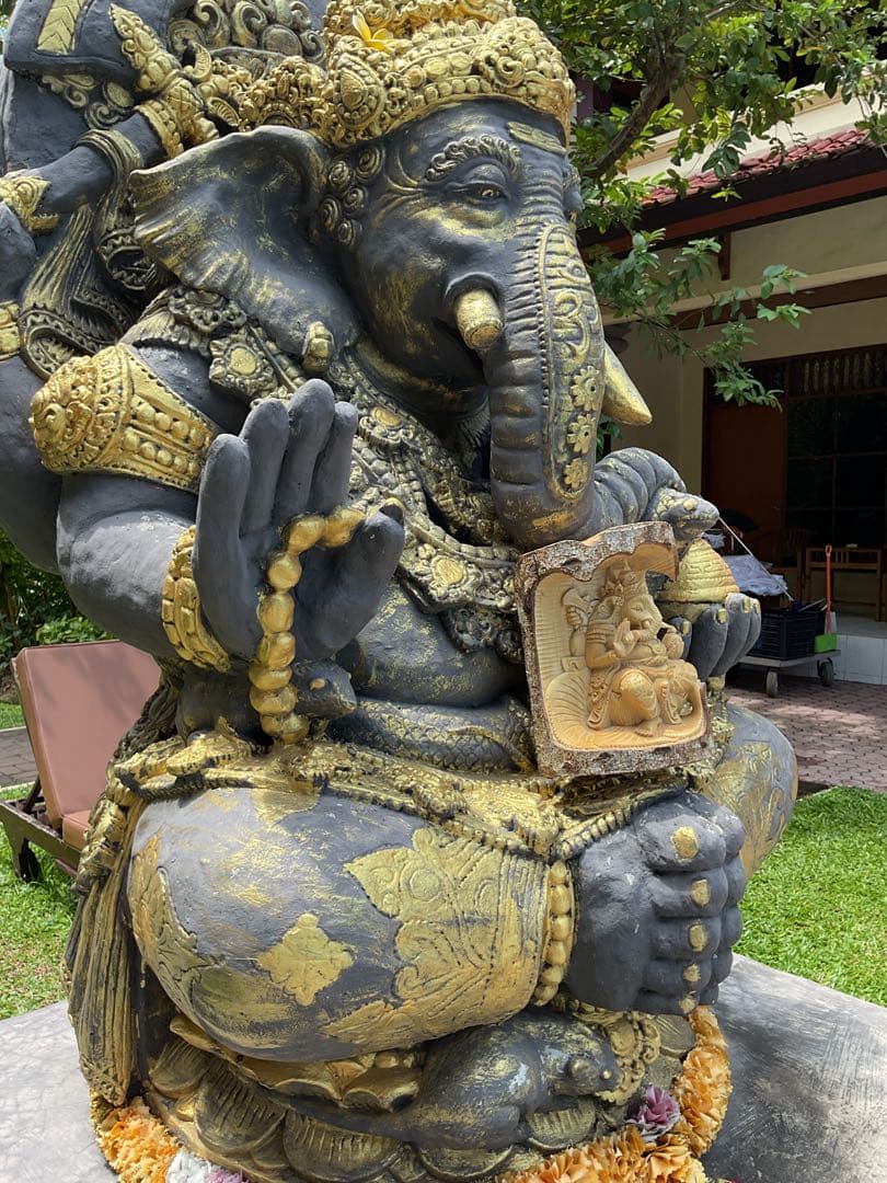 【新入荷】ガネーシャ像(夢をかなえる神様)木彫り [H20.8cm]