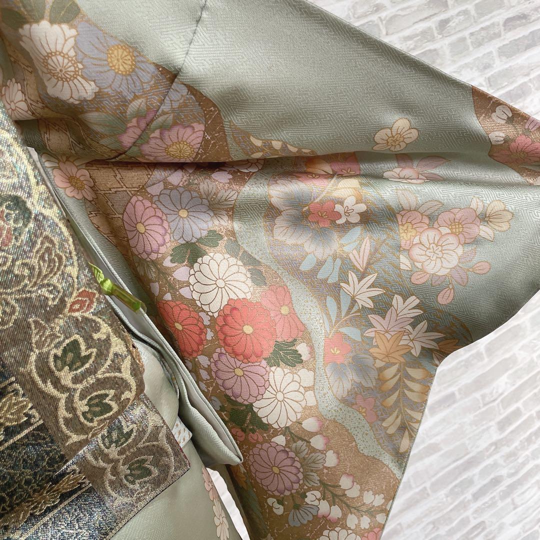 訪問着　フルセット　辻ヶ花　桜のような辻ヶ花　金駒刺繍　綸子　半衿　着物　Q5