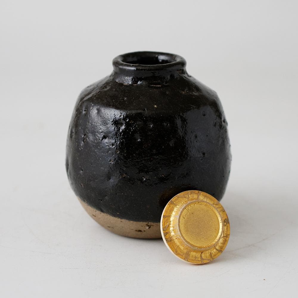 十二代楽吉左衛門 弘入造 黒楽茶入 仕覆付 共箱 茶道具