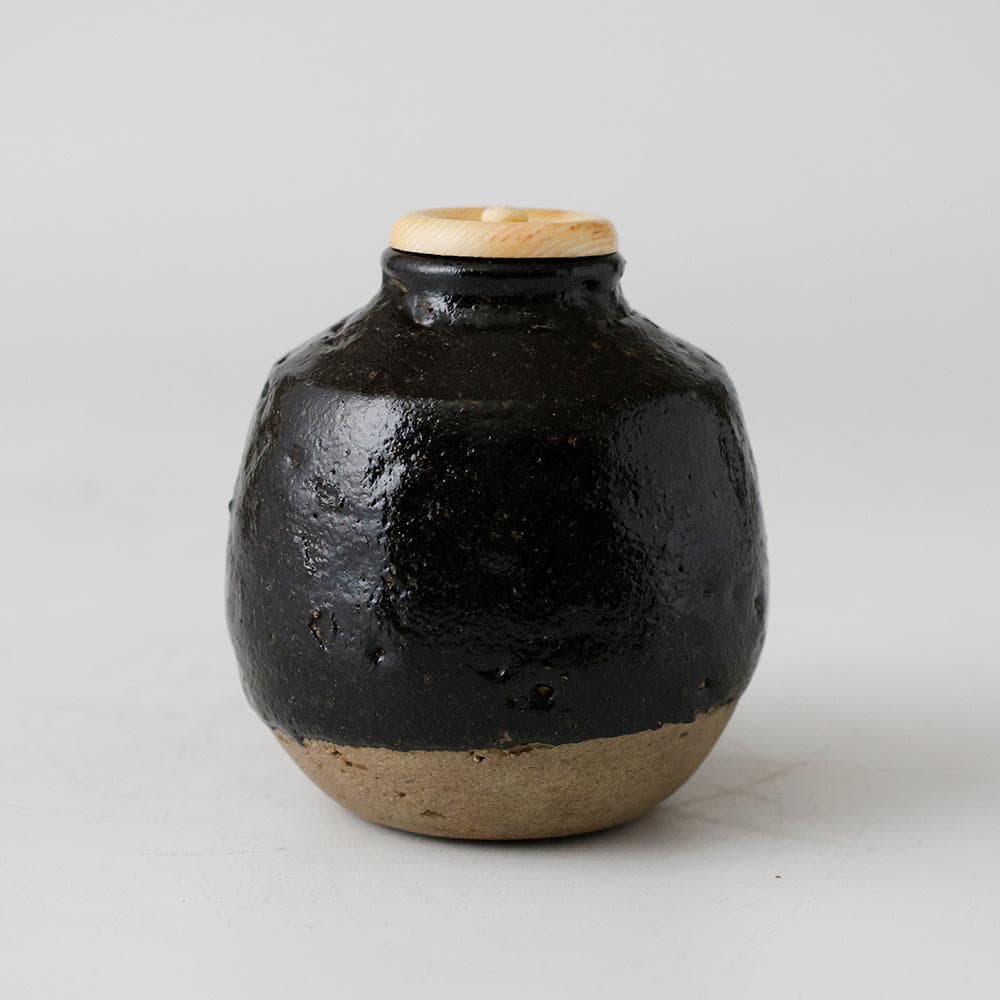 十二代楽吉左衛門 弘入造 黒楽茶入 仕覆付 共箱 茶道具