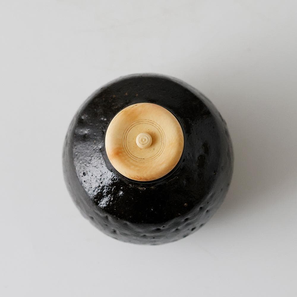 十二代楽吉左衛門 弘入造 黒楽茶入 仕覆付 共箱 茶道具