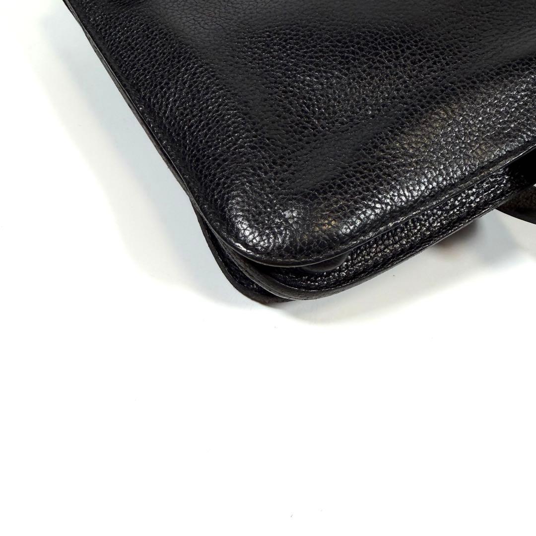 【美品】イルビゾンテ　ショルダーバッグ　レザー　シボ革　ゴールド金具　ブラック