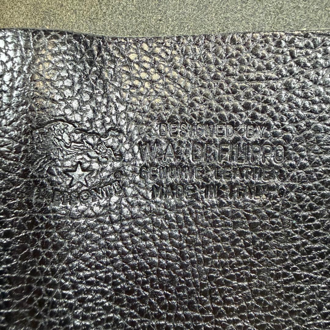 【美品】イルビゾンテ　ショルダーバッグ　レザー　シボ革　ゴールド金具　ブラック