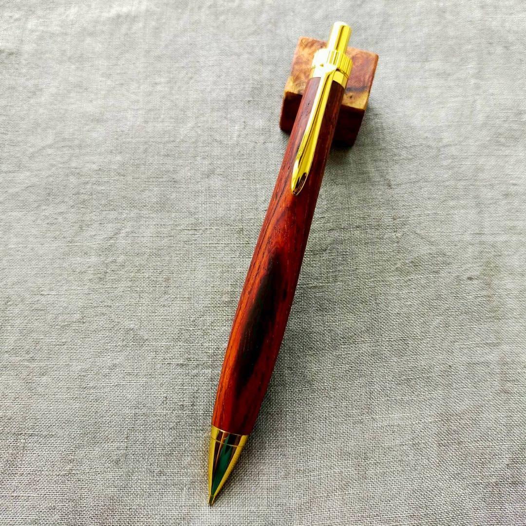 ココボロ　ハンドメイド　木軸シャープペン　0.5mm　天然木　ゴールド