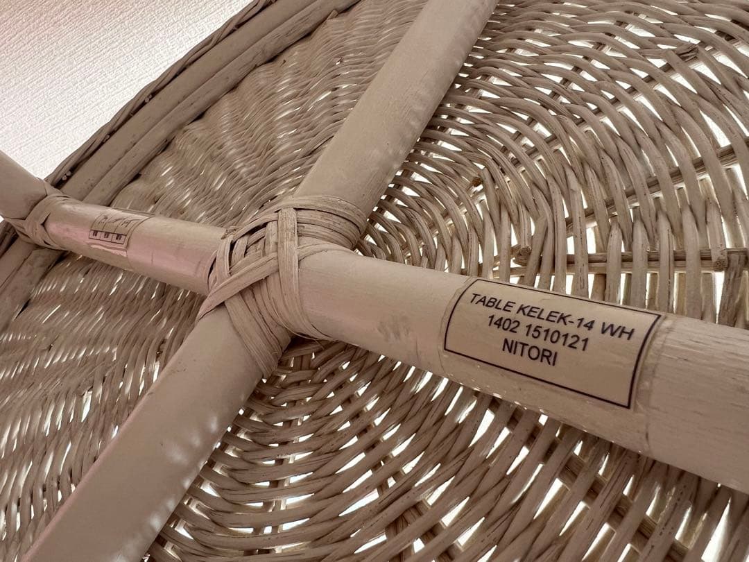 ハワイラブ　ホワイトラタン ガラス天板 ローテーブル