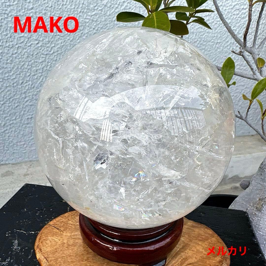 M1597☆水晶丸玉138mm 3.4Kg☆天然石　原石