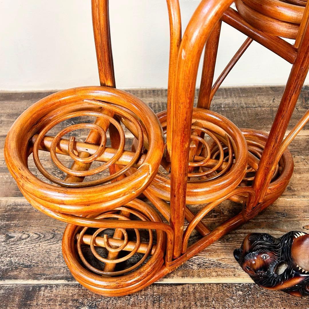 1970年代ラタン 籐 プランタースタンド 花台 6段 昭和レトロ