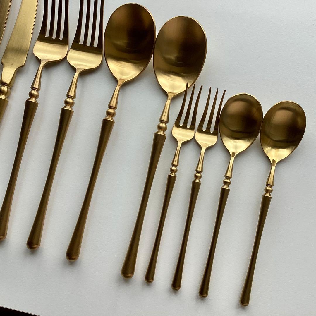 未使用 ゴールドカトラリー ディナー & デザート スプーン フォーク ナイフ