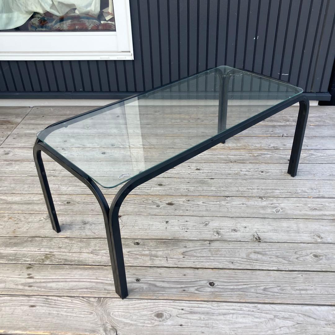 昭和レトロ ミッドセンチュリー アイアンフレームセンターテーブル ガラステーブル