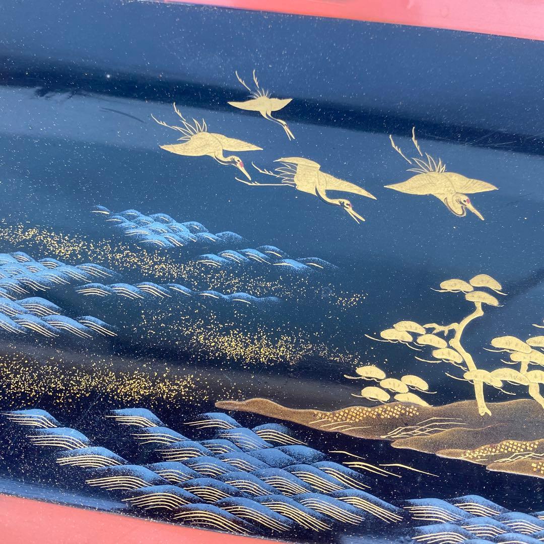 漆器盆セット 2枚 松鶴蒔絵　古美術　アンティーク