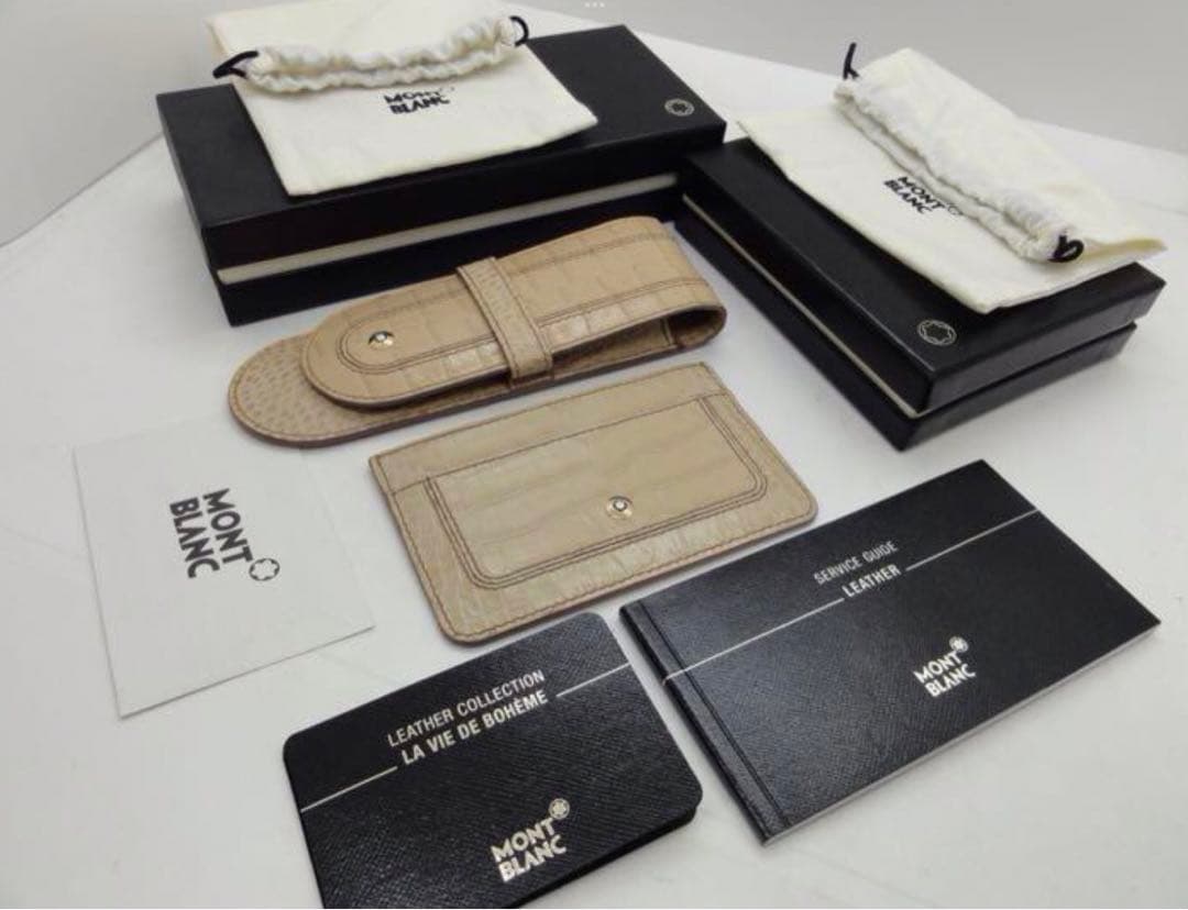 最高級２点セット★モンブラン　ボエム・クロコデザイン本革ペンポーチ&カードケース