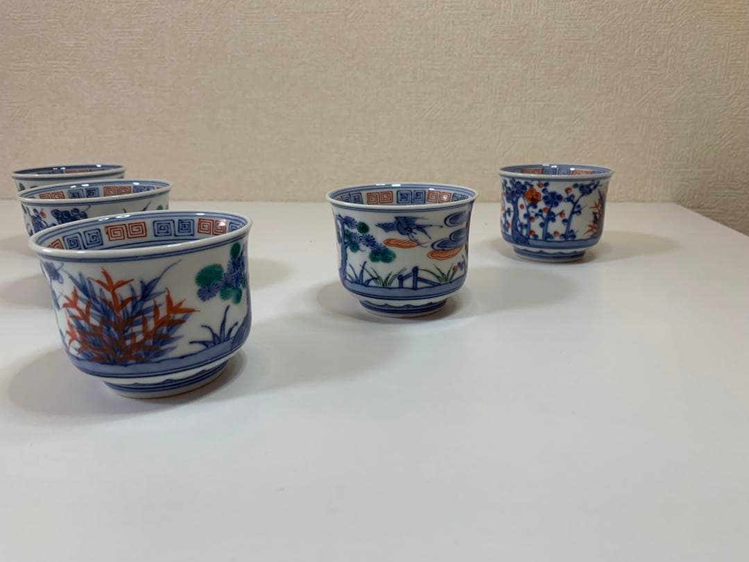 【北村賀善】着彩松竹梅　小鉢　5個　京焼　清水焼