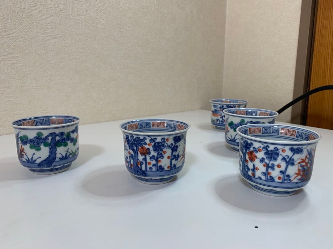 【北村賀善】着彩松竹梅　小鉢　5個　京焼　清水焼