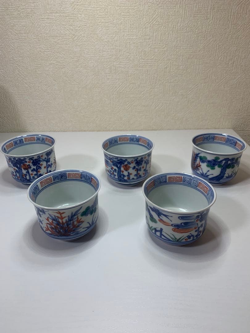 【北村賀善】着彩松竹梅　小鉢　5個　京焼　清水焼