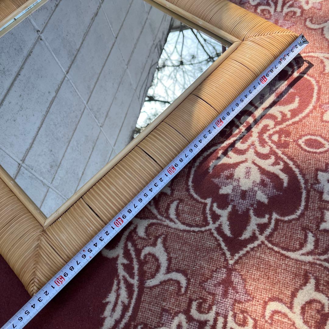 ナチュラル天然素材◾️籐ラタンフレーム 壁掛けミラー ウォールミラー 鏡